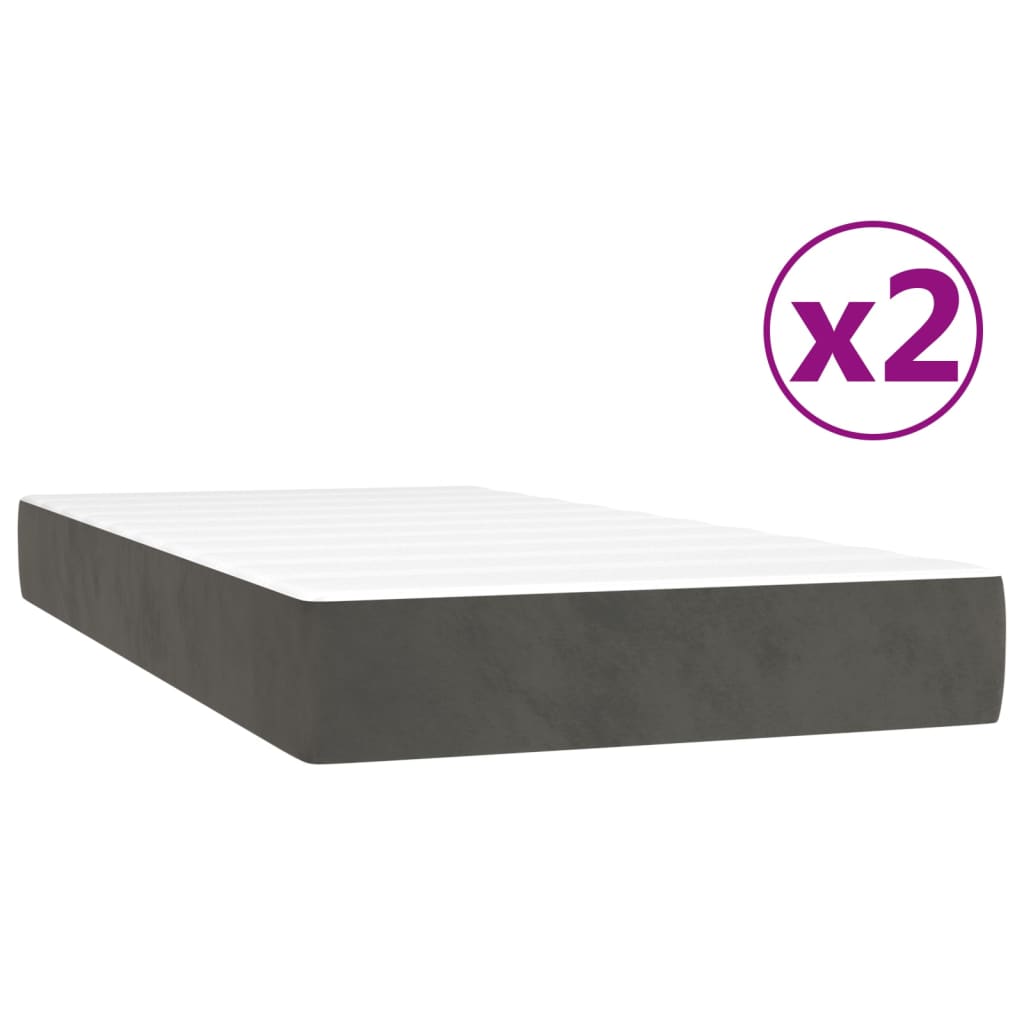 Sommier à lattes de lit et matelas Gris foncé 200x200cm Velours - XIOS