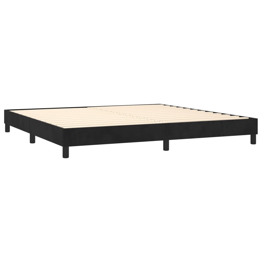Sommier à lattes de lit et matelas Noir 200x200 cm Velours - XIOS
