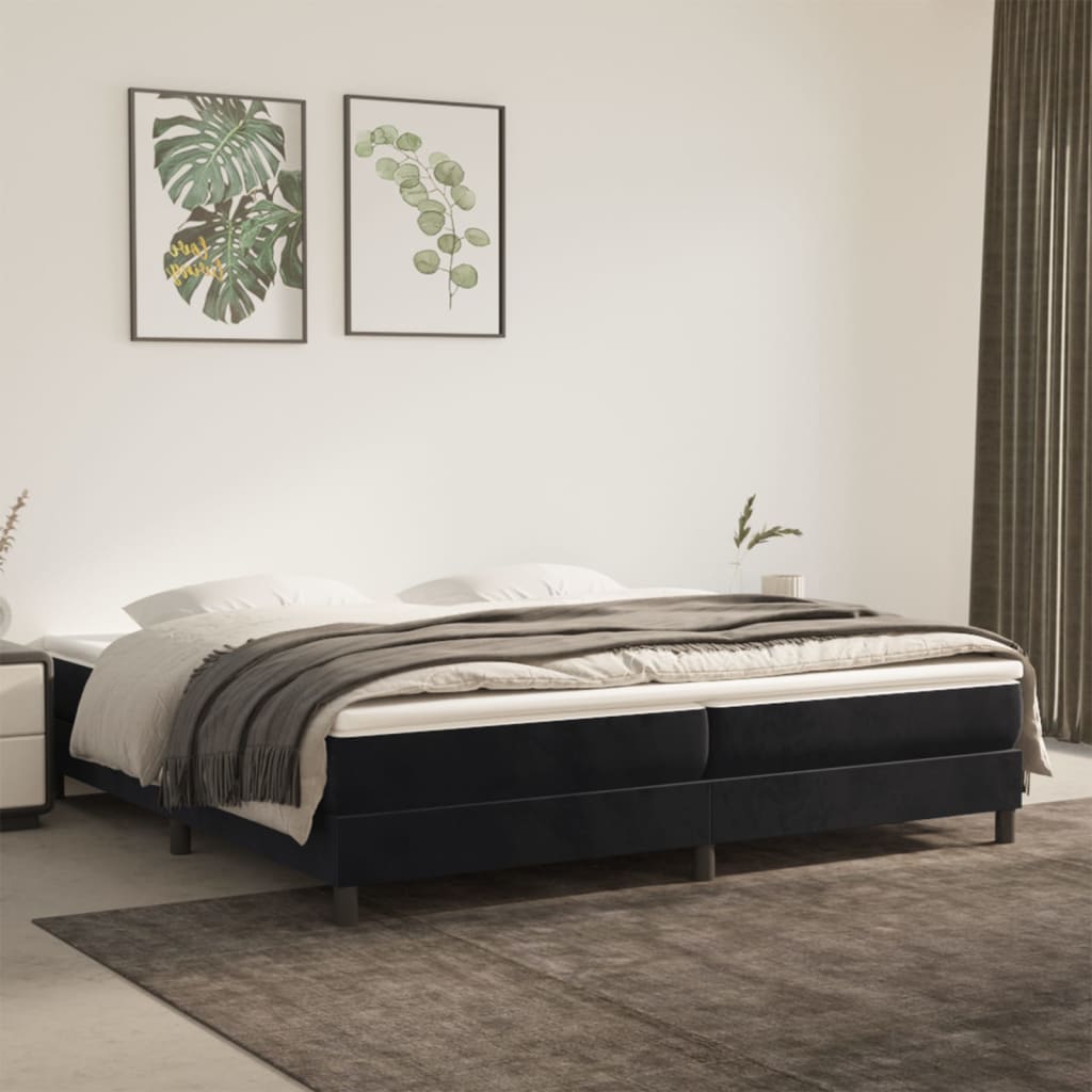 Sommier à lattes de lit et matelas Noir 200x200 cm Velours - XIOS