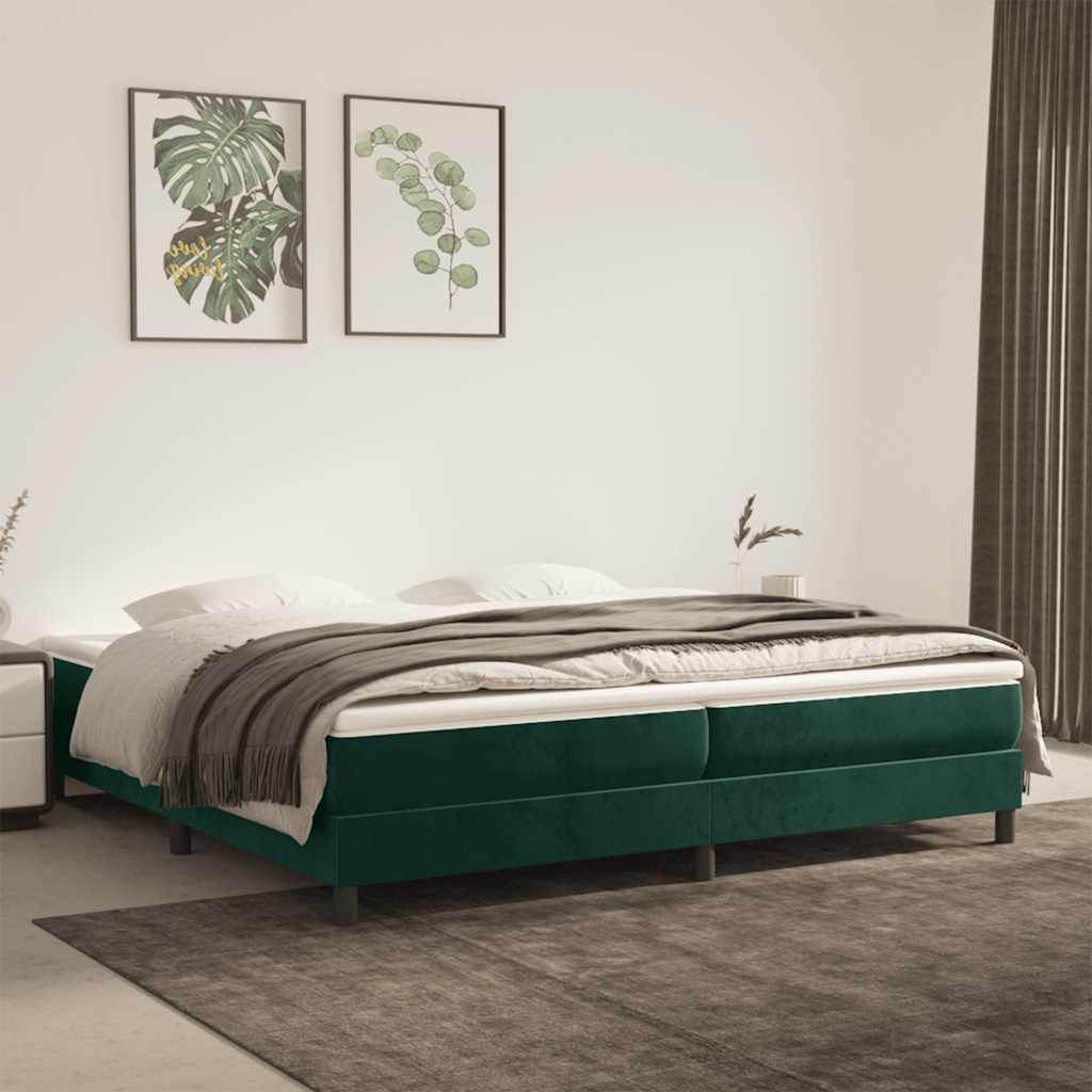 Sommier à lattes de lit et matelas Vert foncé 200x200cm Velours - XIOS