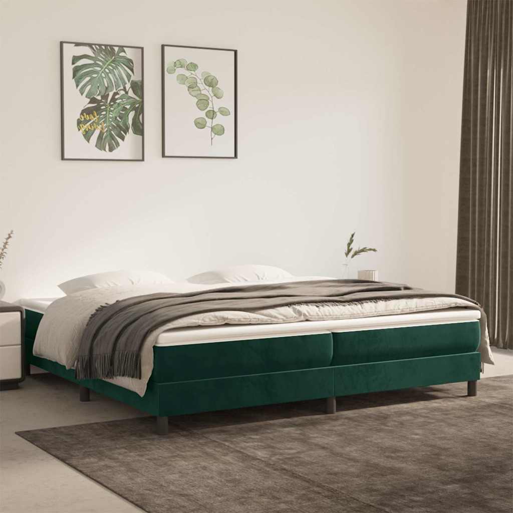 Sommier à lattes de lit et matelas Vert foncé 200x200cm Velours
