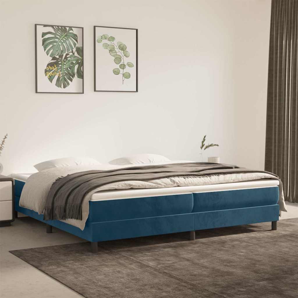 Sommier à lattes de lit et matelas Bleu foncé 200x200cm Velours - XIOS