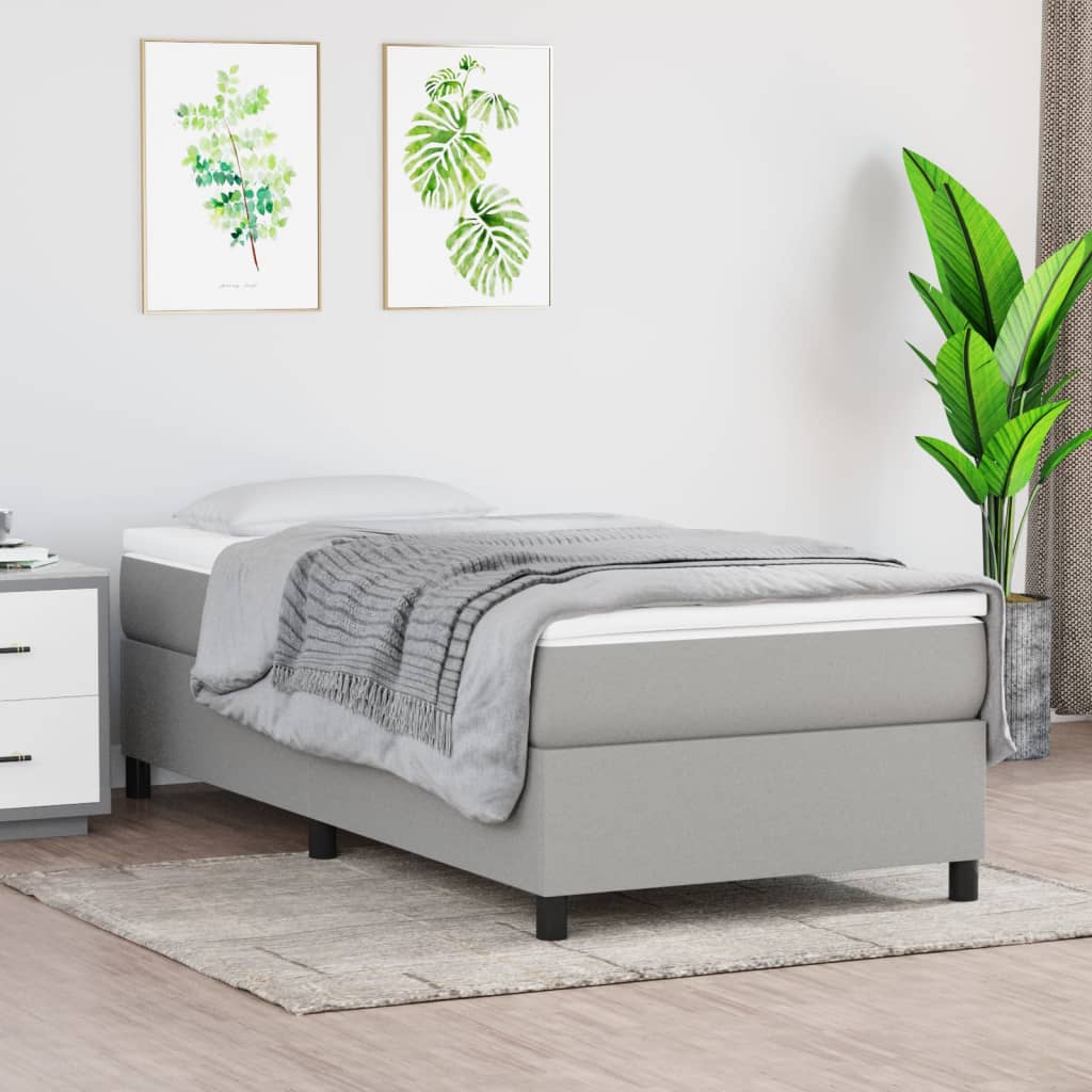 Sommier à lattes de lit avec matelas Gris clair 90x200 cm Tissu - XIOS