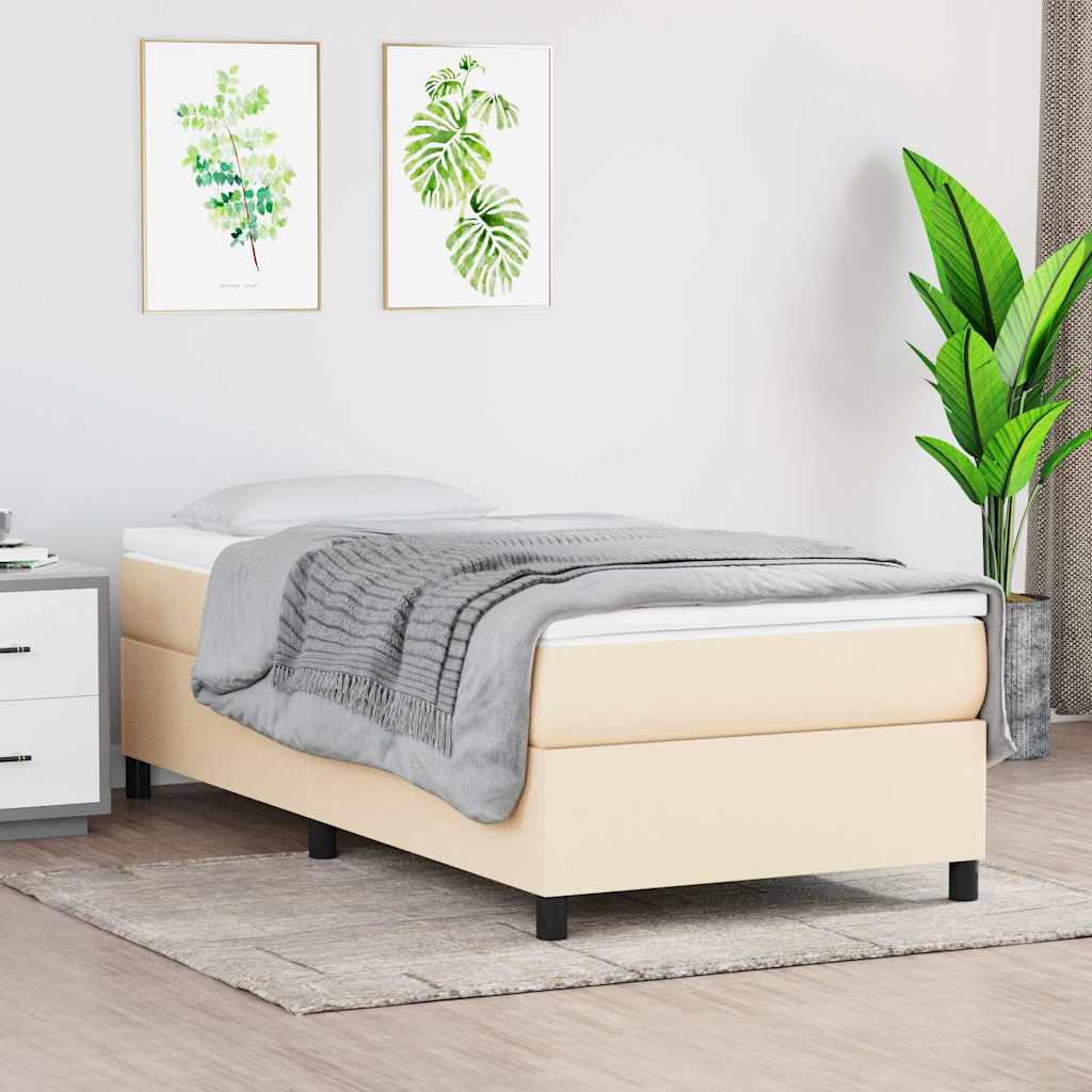 Sommier à lattes de lit avec matelas Crème 90x200 cm Tissu
