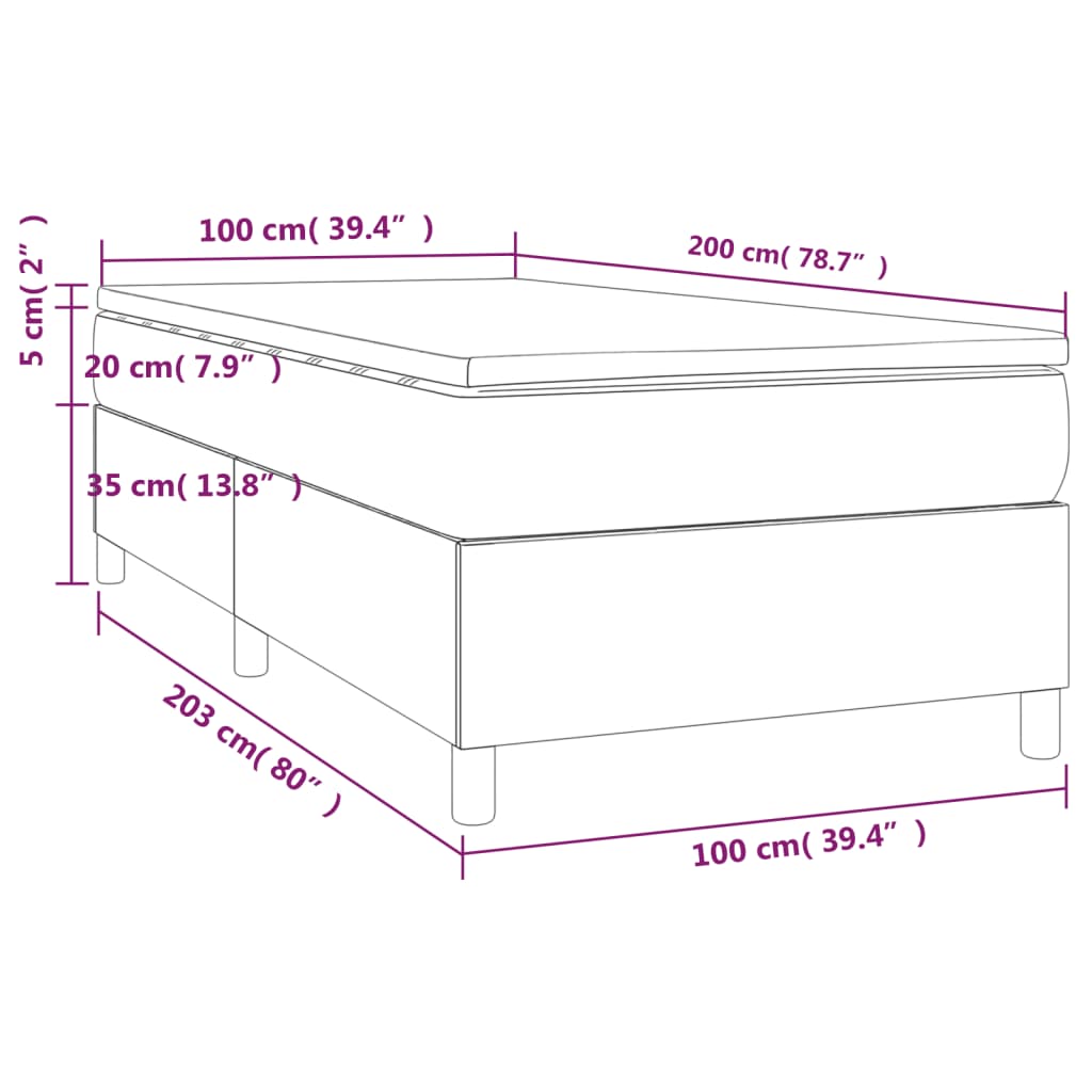 Sommier à lattes de lit avec matelas Gris foncé 100x200cm Tissu - XIOS