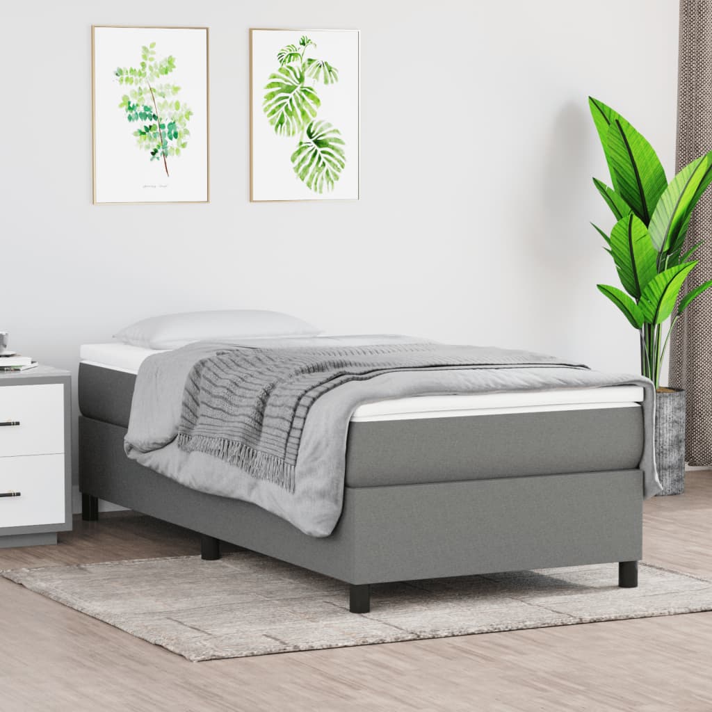 Sommier à lattes de lit avec matelas Gris foncé 100x200cm Tissu - XIOS