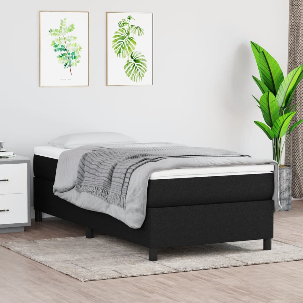 Sommier à lattes de lit avec matelas Noir 100x200 cm Tissu - XIOS