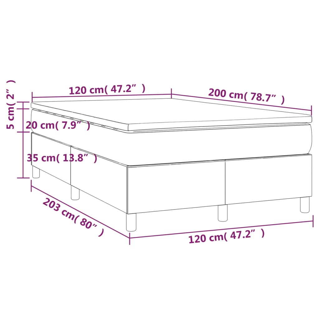 Sommier à lattes de lit avec matelas Taupe 120x200 cm Tissu - XIOS