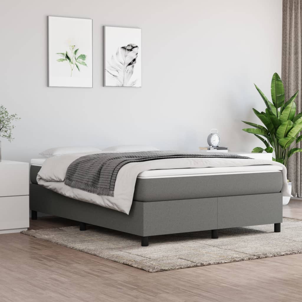 Sommier à lattes de lit avec matelas Gris foncé 140x190cm Tissu - XIOS
