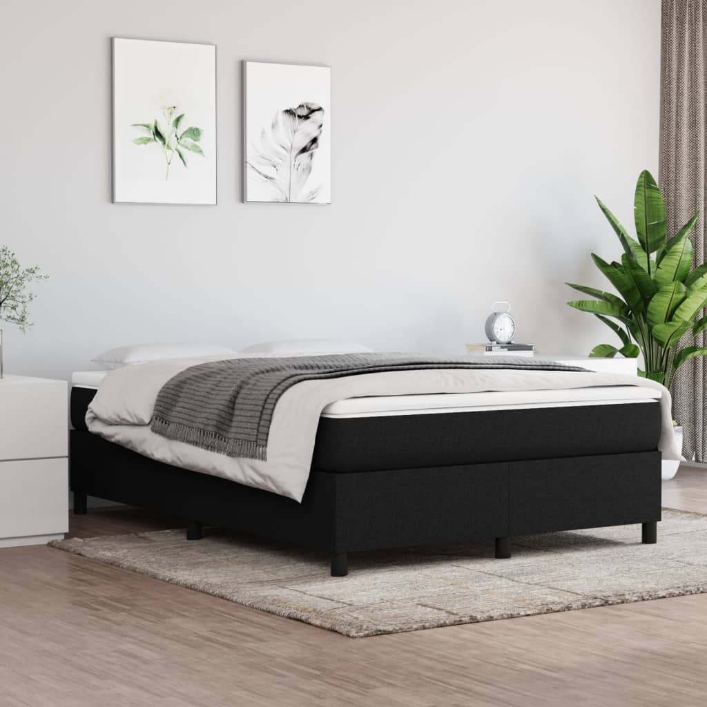 Sommier à lattes de lit avec matelas Noir 140x190 cm Tissu - XIOS