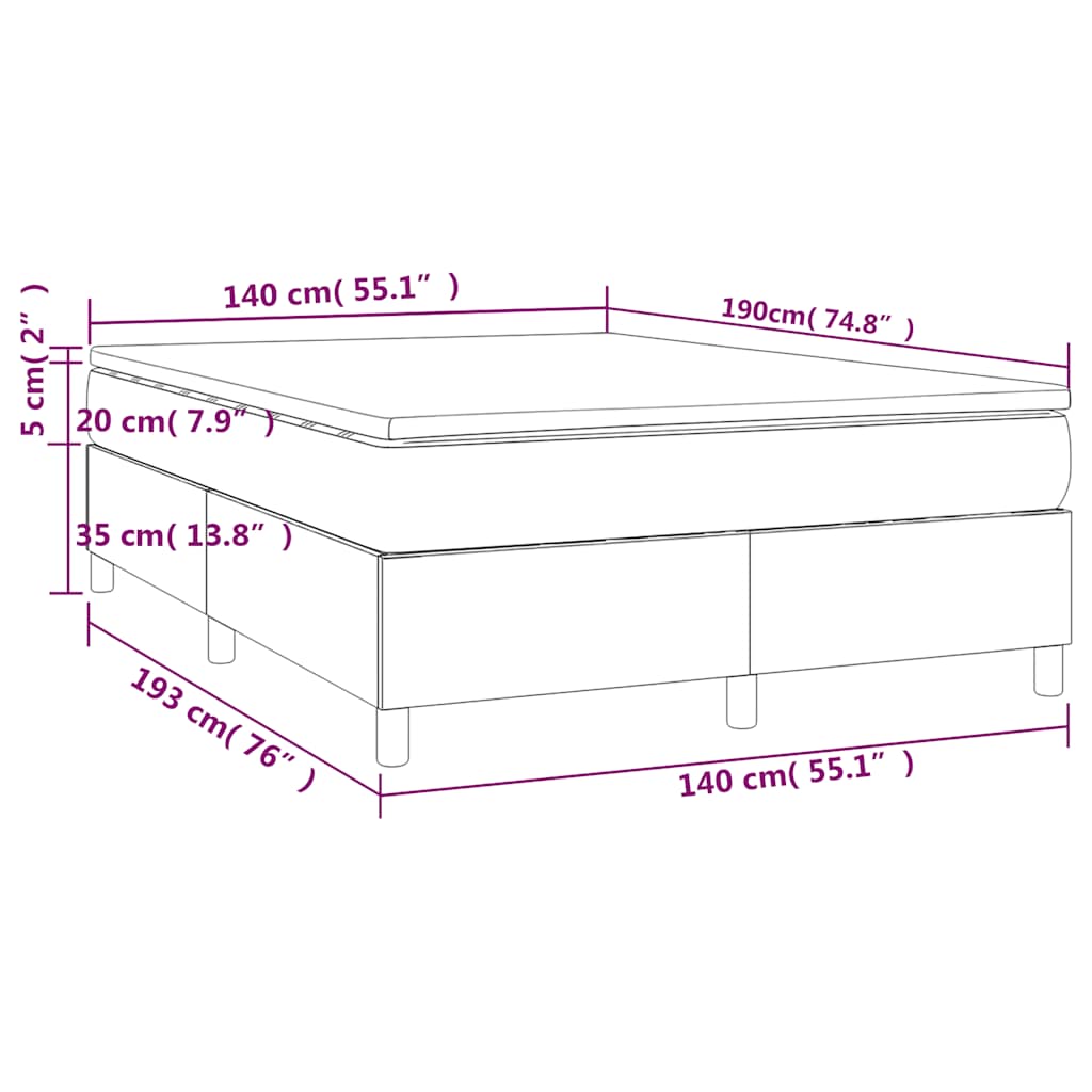 Sommier à lattes de lit avec matelas Taupe 140x190 cm Tissu - XIOS