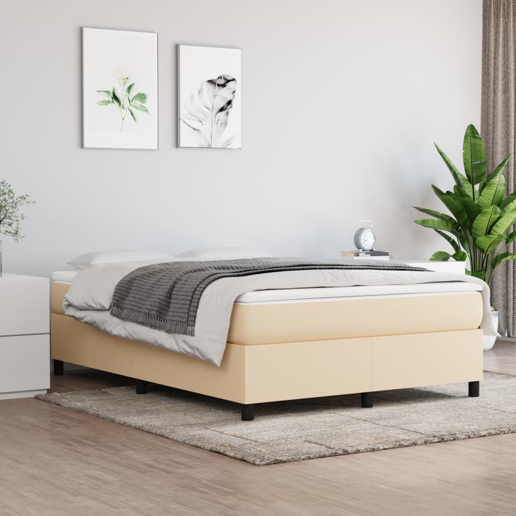 Sommier à lattes de lit avec matelas Crème 140x190 cm Tissu - XIOS