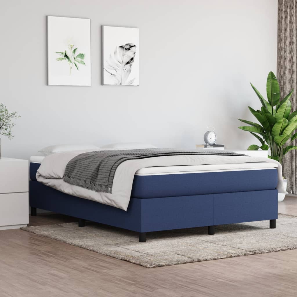 Sommier à lattes de lit avec matelas Bleu 140x200 cm Tissu - XIOS