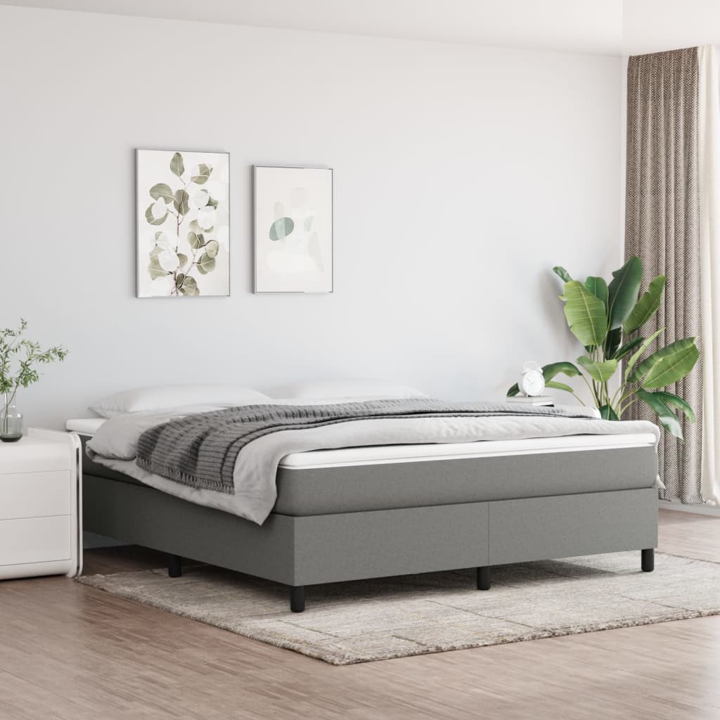 Sommier à lattes de lit avec matelas Gris foncé 160x200cm Tissu - XIOS