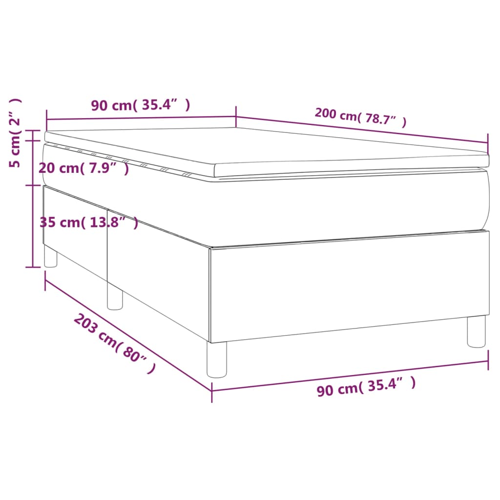 Sommier à lattes de lit avec matelas Gris foncé 90x200 cm Tissu - XIOS