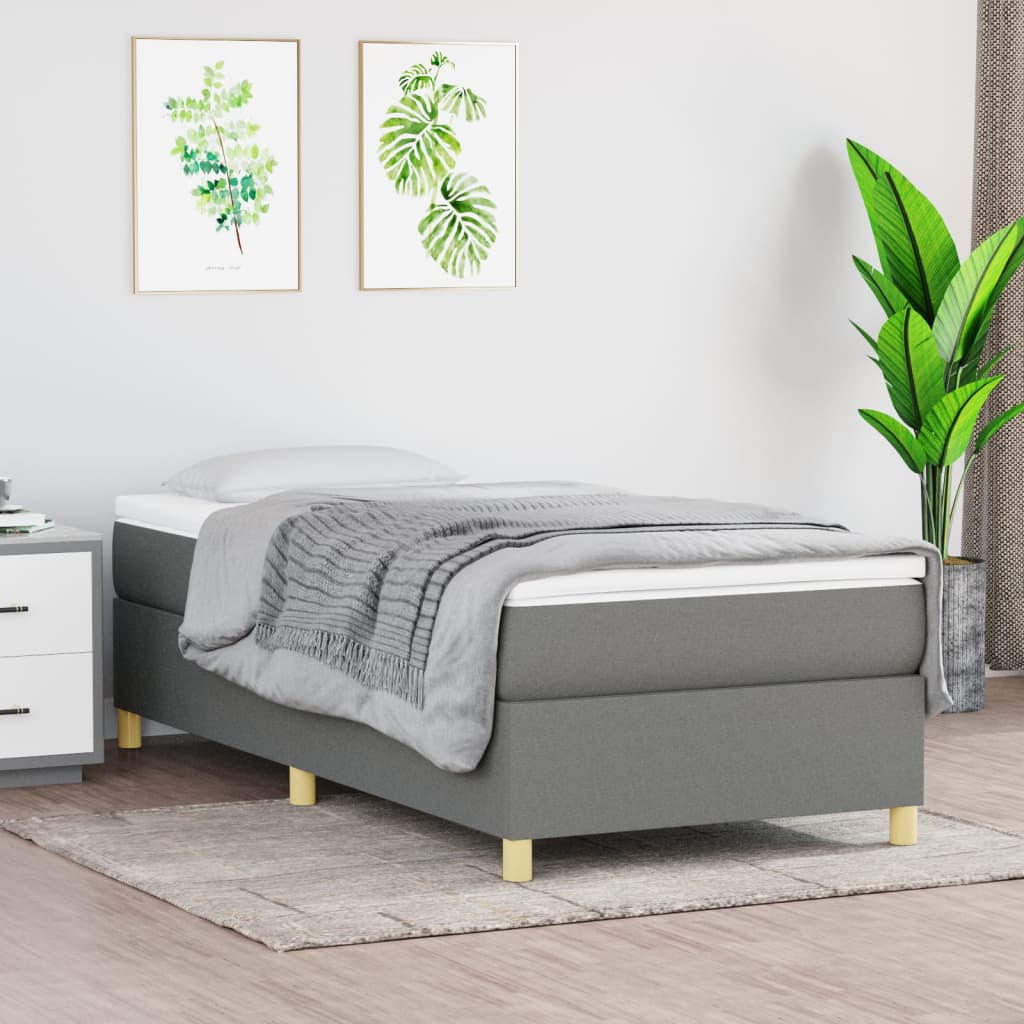 Sommier à lattes de lit avec matelas Gris foncé 90x200 cm Tissu - XIOS