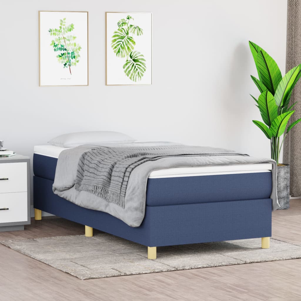 Sommier à lattes de lit avec matelas Bleu 90x200 cm Tissu - XIOS