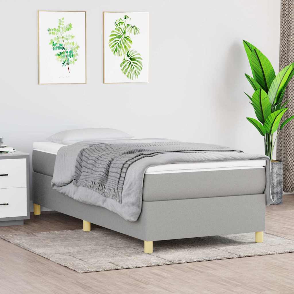 Sommier à lattes de lit avec matelas Gris clair 100x200cm Tissu
