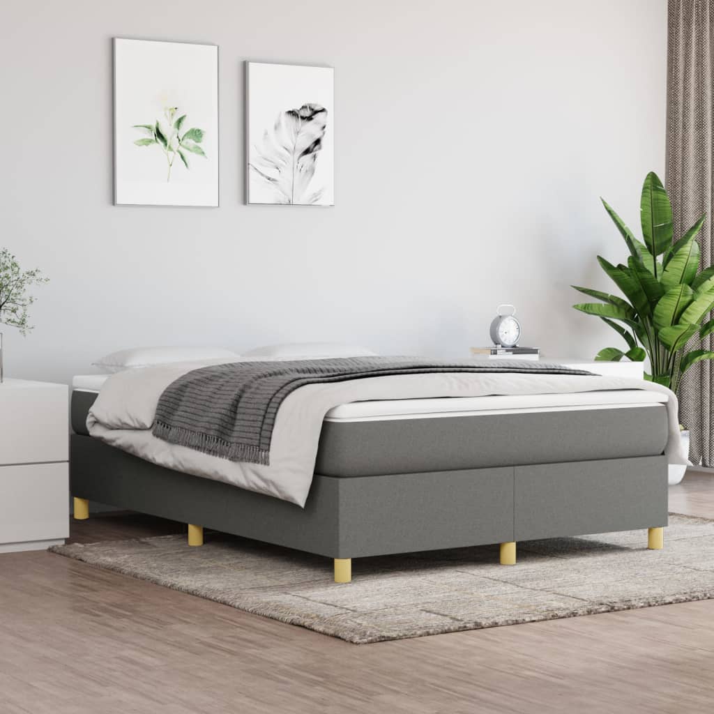 Sommier à lattes de lit avec matelas Gris foncé 140x190cm Tissu - XIOS
