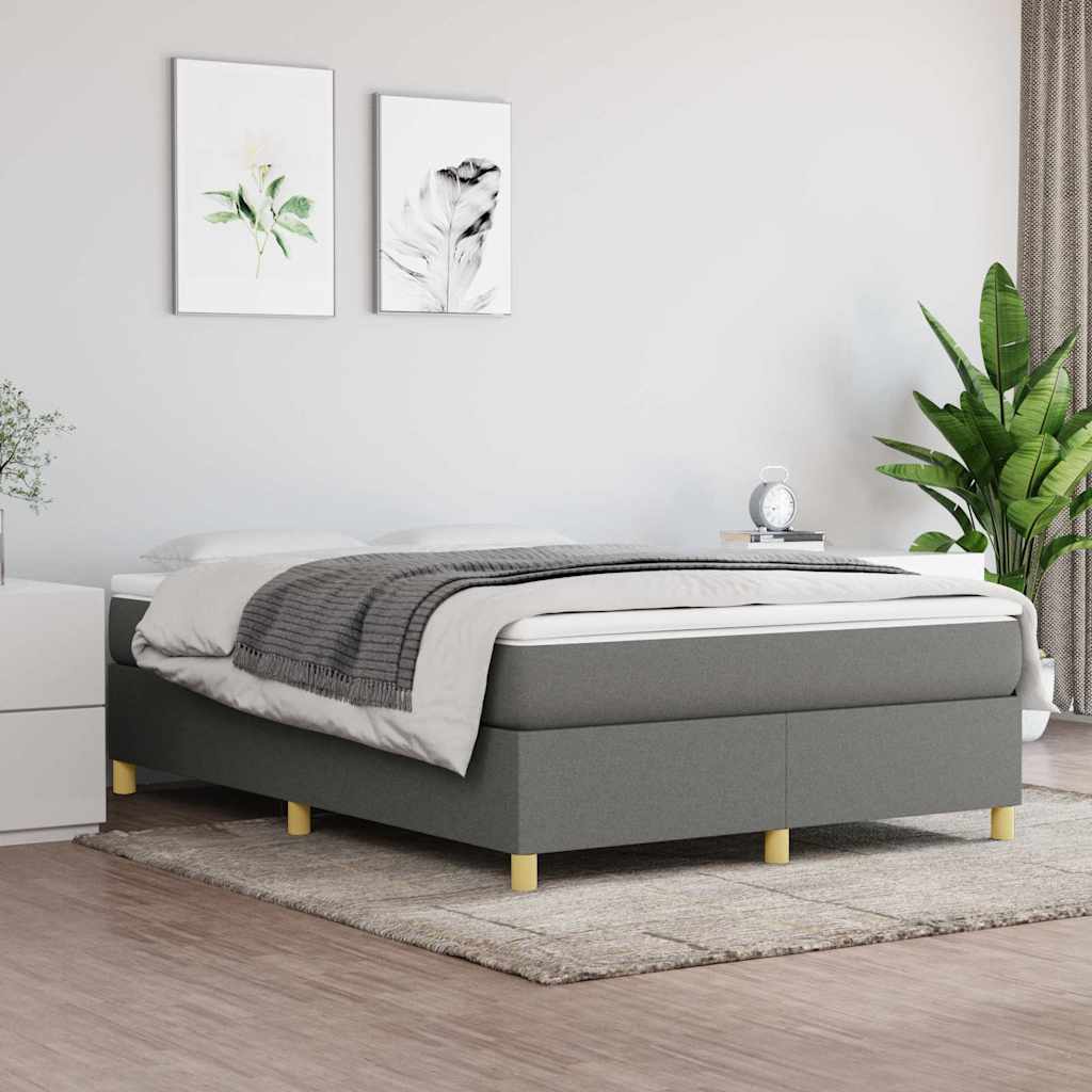 Sommier à lattes de lit avec matelas Gris foncé 140x190cm Tissu