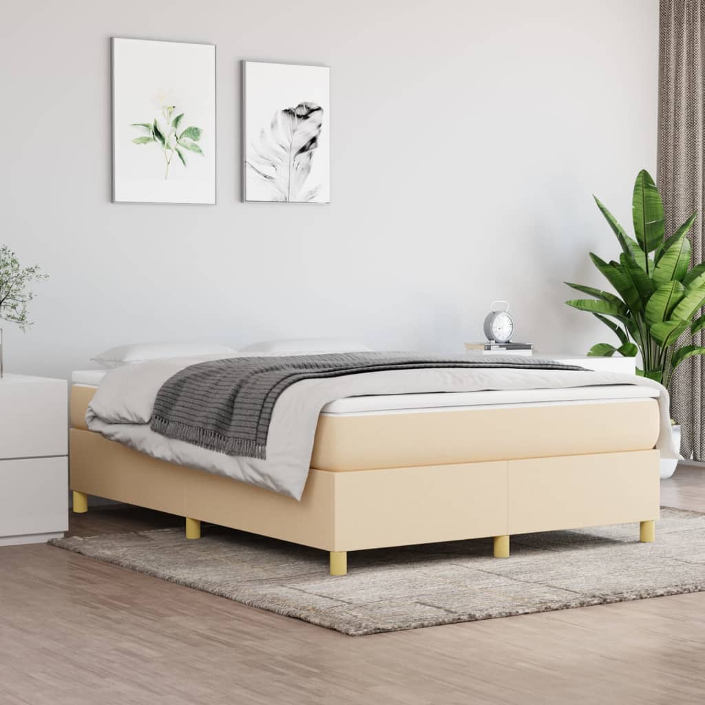 Sommier à lattes de lit avec matelas Crème 140x190 cm Tissu - XIOS