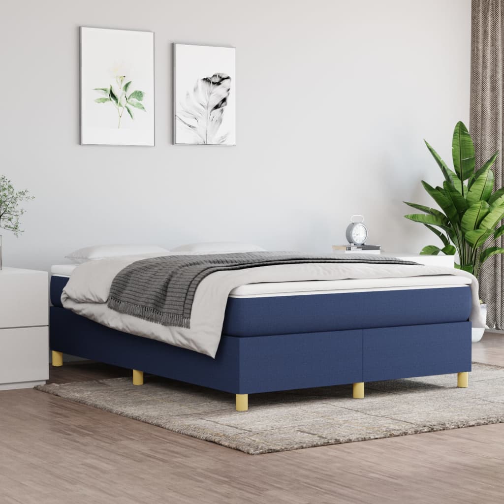 Sommier à lattes de lit avec matelas Bleu 140x190 cm Tissu - XIOS