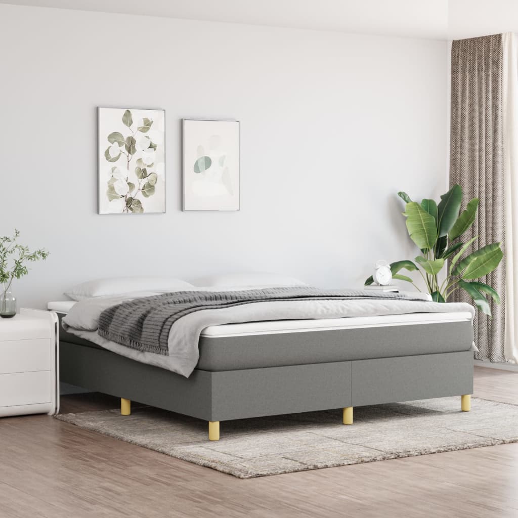 Sommier à lattes de lit avec matelas Gris foncé 160x200cm Tissu - XIOS