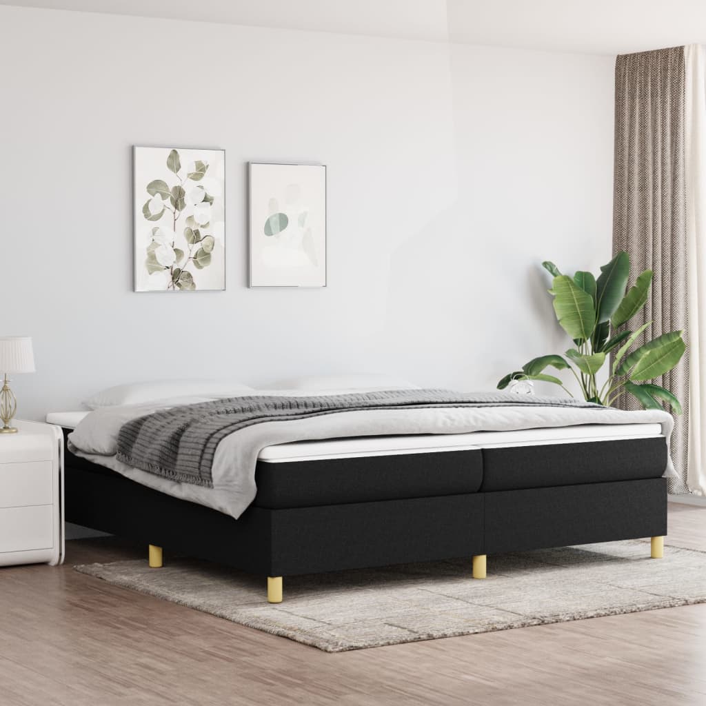Sommier à lattes de lit avec matelas Noir 200x200 cm Tissu - XIOS