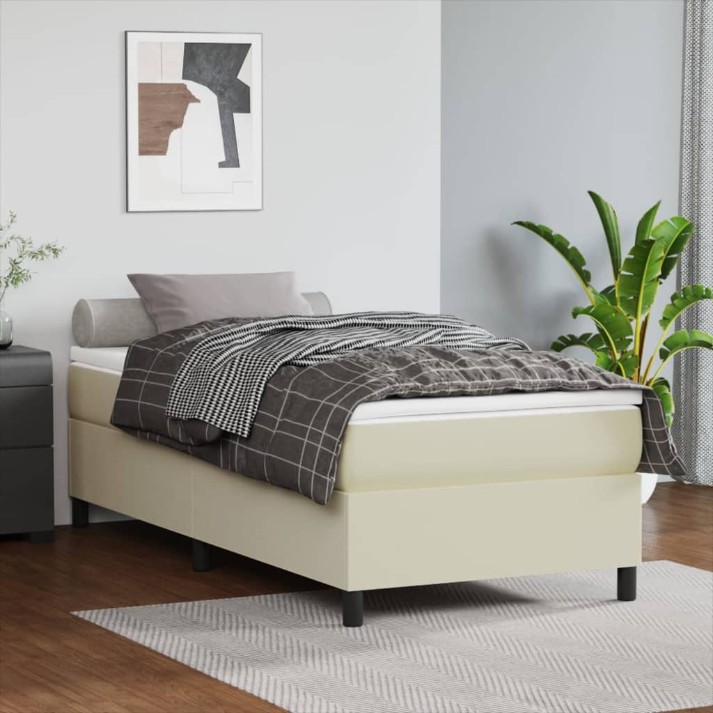 Sommier à lattes de lit avec matelas Crème 80x200 cm Similicuir - XIOS