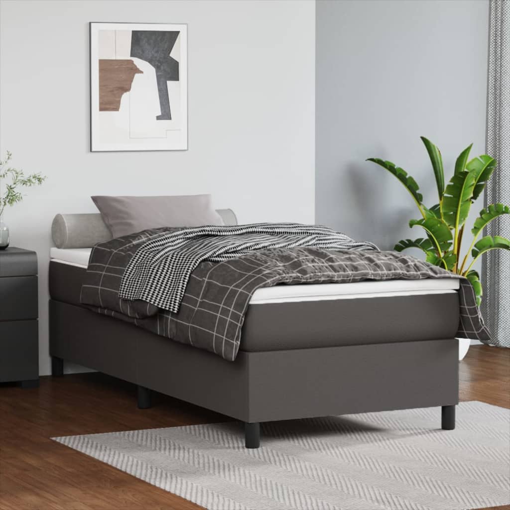 Sommier à lattes de lit avec matelas Gris 80x200 cm Similicuir - XIOS