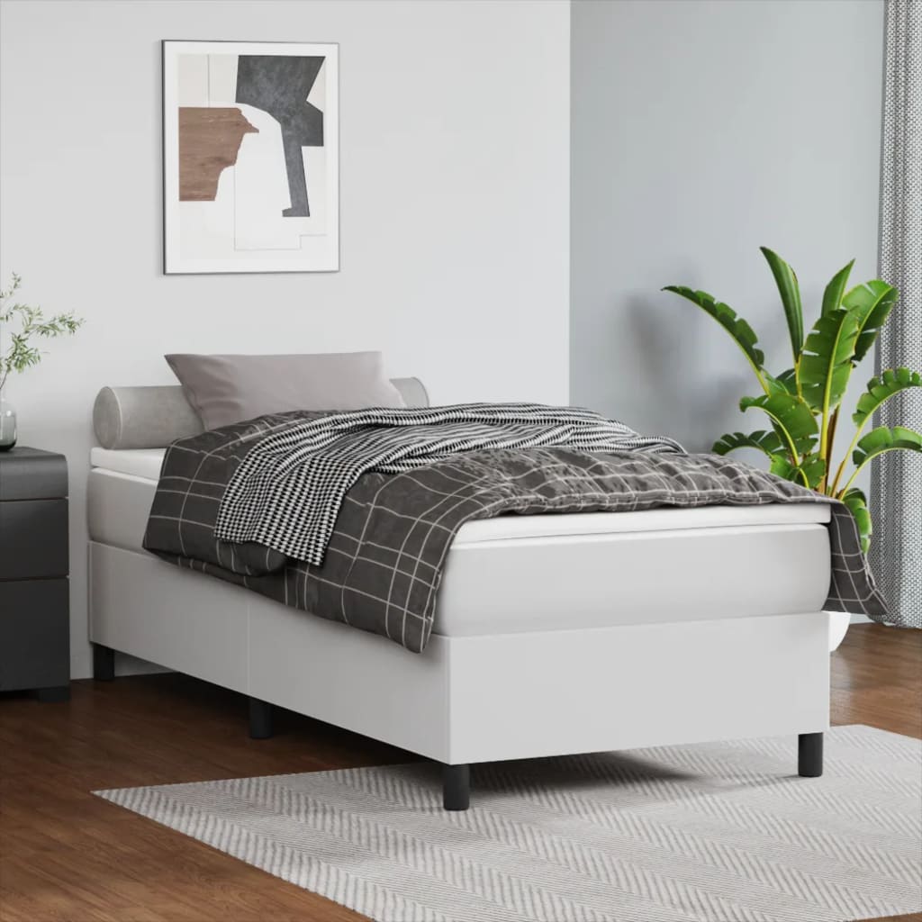 Sommier à lattes de lit avec matelas Blanc 90x200 cm Similicuir - XIOS