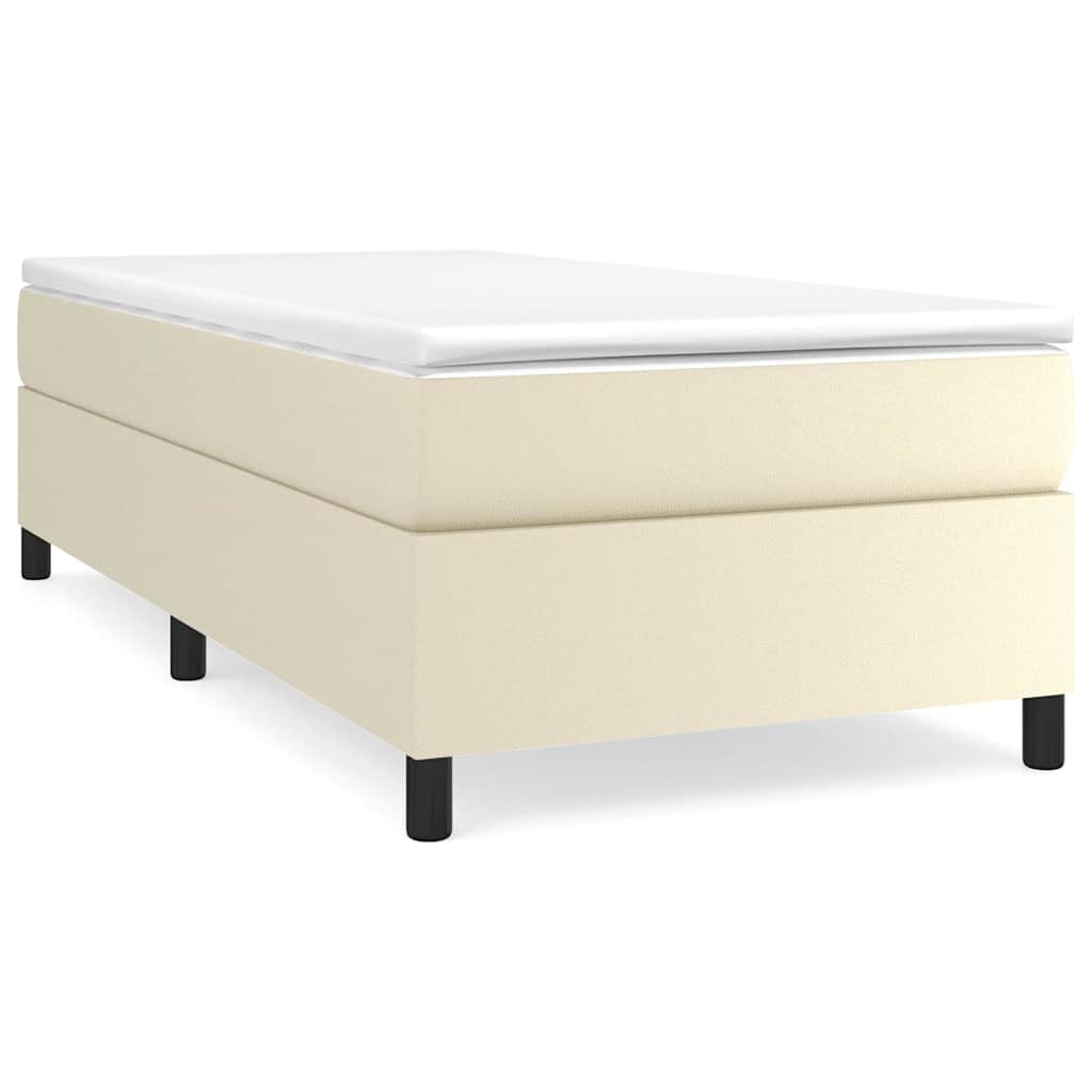 Sommier à lattes de lit avec matelas Crème 90x200 cm Similicuir