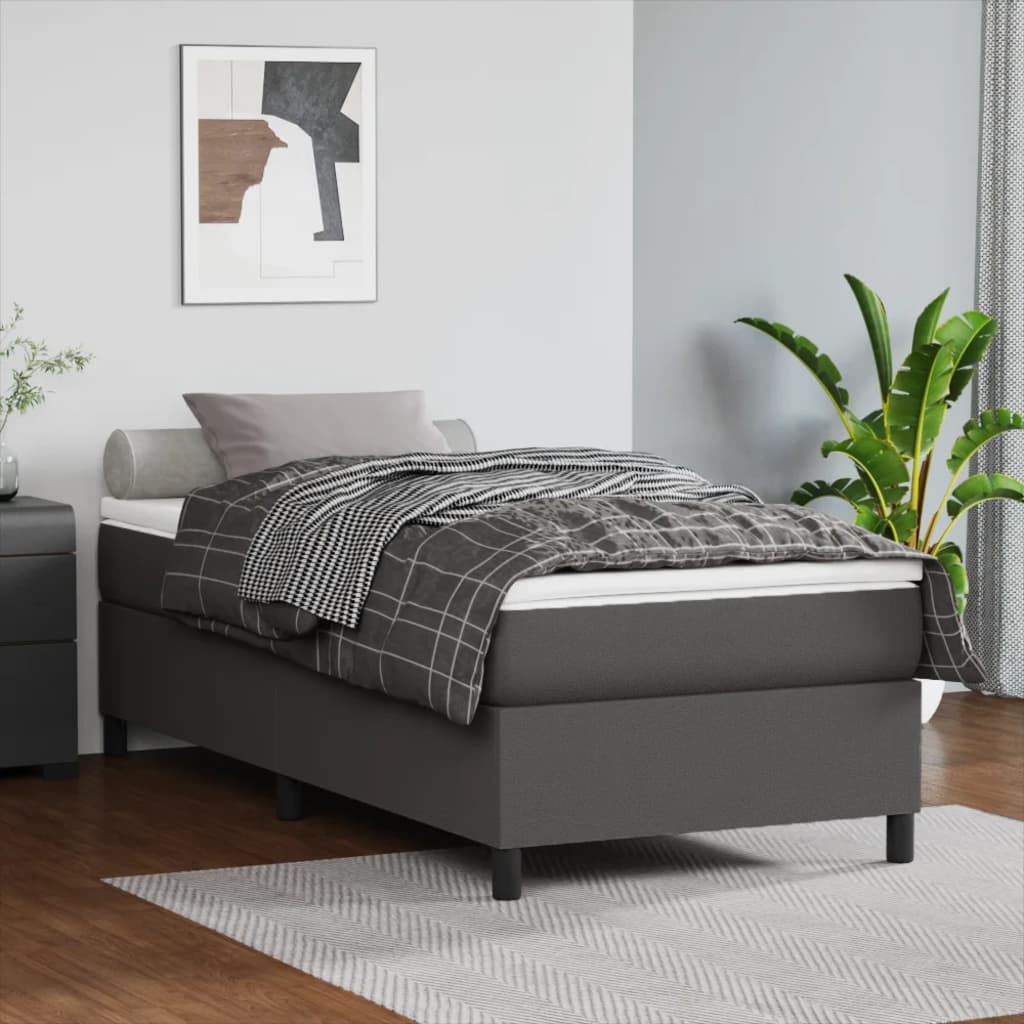 Sommier à lattes de lit avec matelas Gris 90x200 cm Similicuir - XIOS