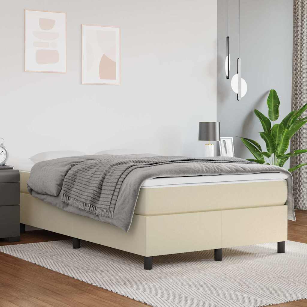 Sommier à lattes de lit avec matelas Crème 120x200cm Similicuir