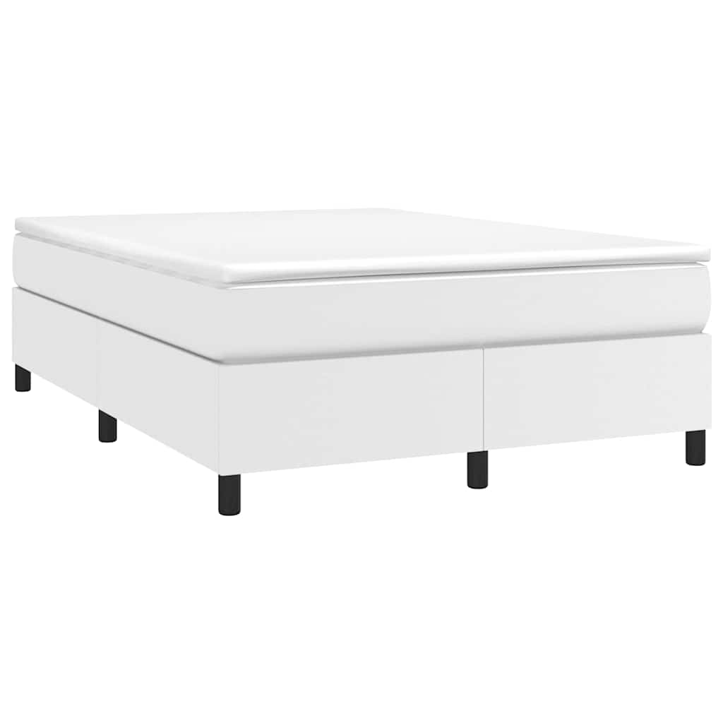 Sommier à lattes de lit avec matelas Blanc 140x190cm Similicuir