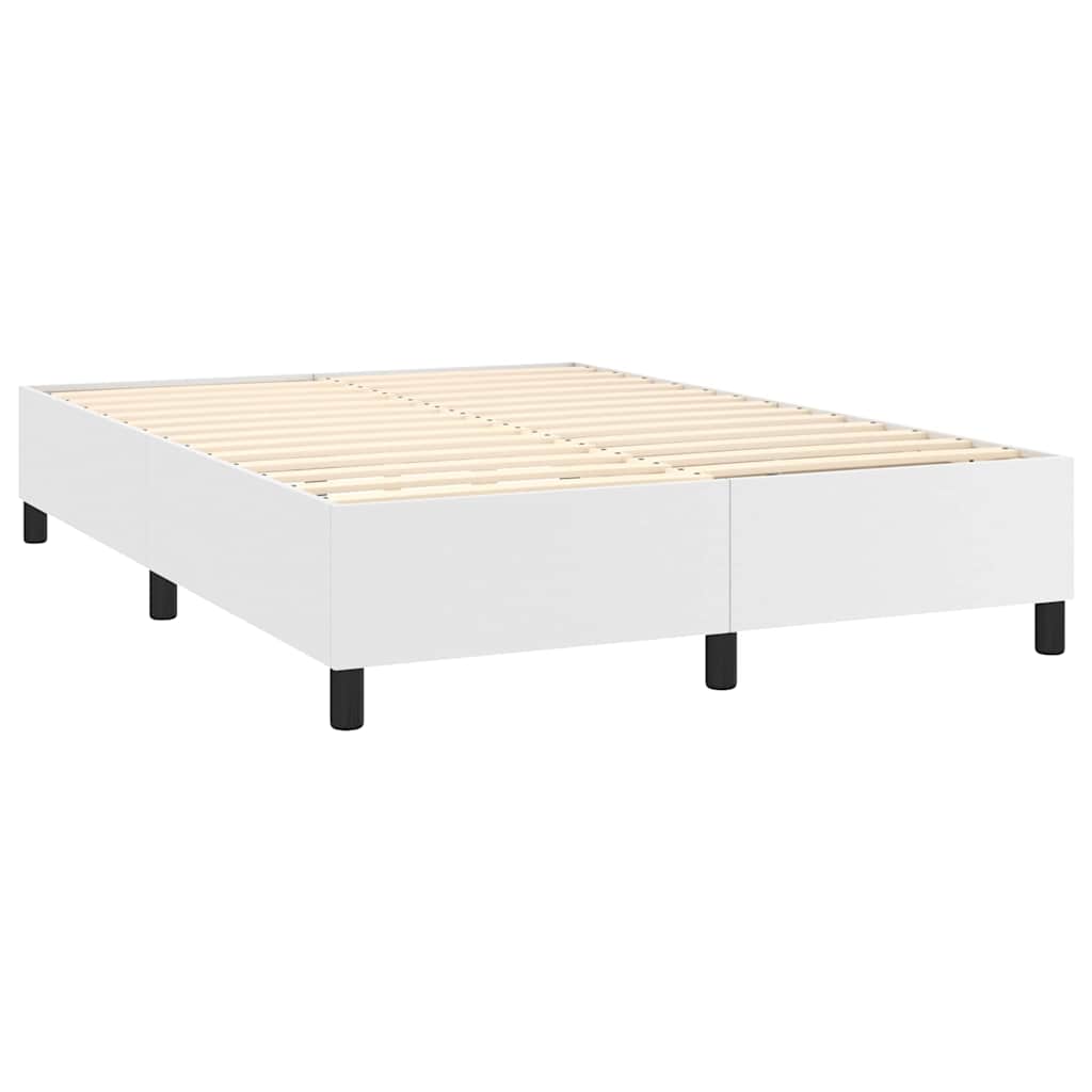Sommier à lattes de lit avec matelas Blanc 140x190cm Similicuir