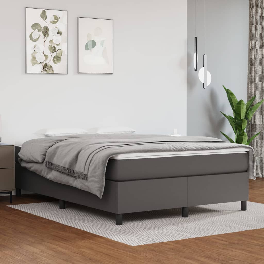 Sommier à lattes de lit avec matelas Gris 140x190 cm Similicuir - XIOS