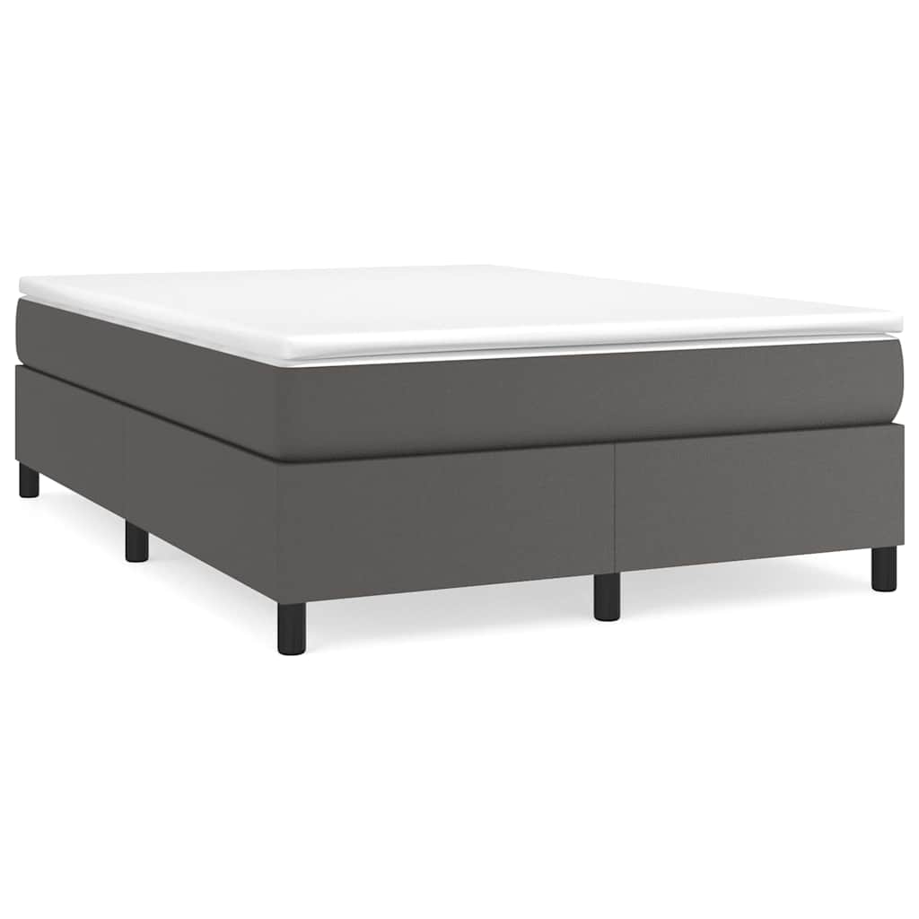 Sommier à lattes de lit avec matelas Gris 140x200 cm Similicuir