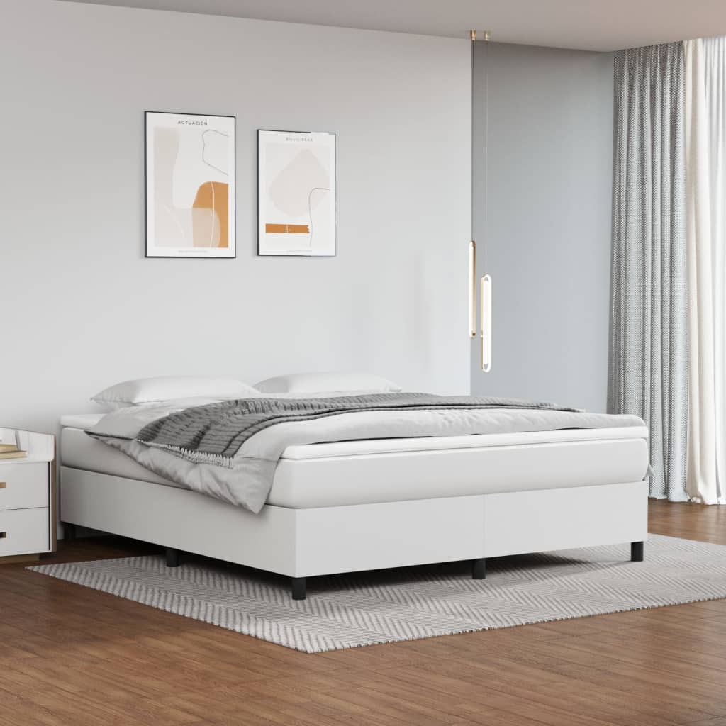 Sommier à lattes de lit avec matelas Blanc 160x200cm Similicuir - XIOS