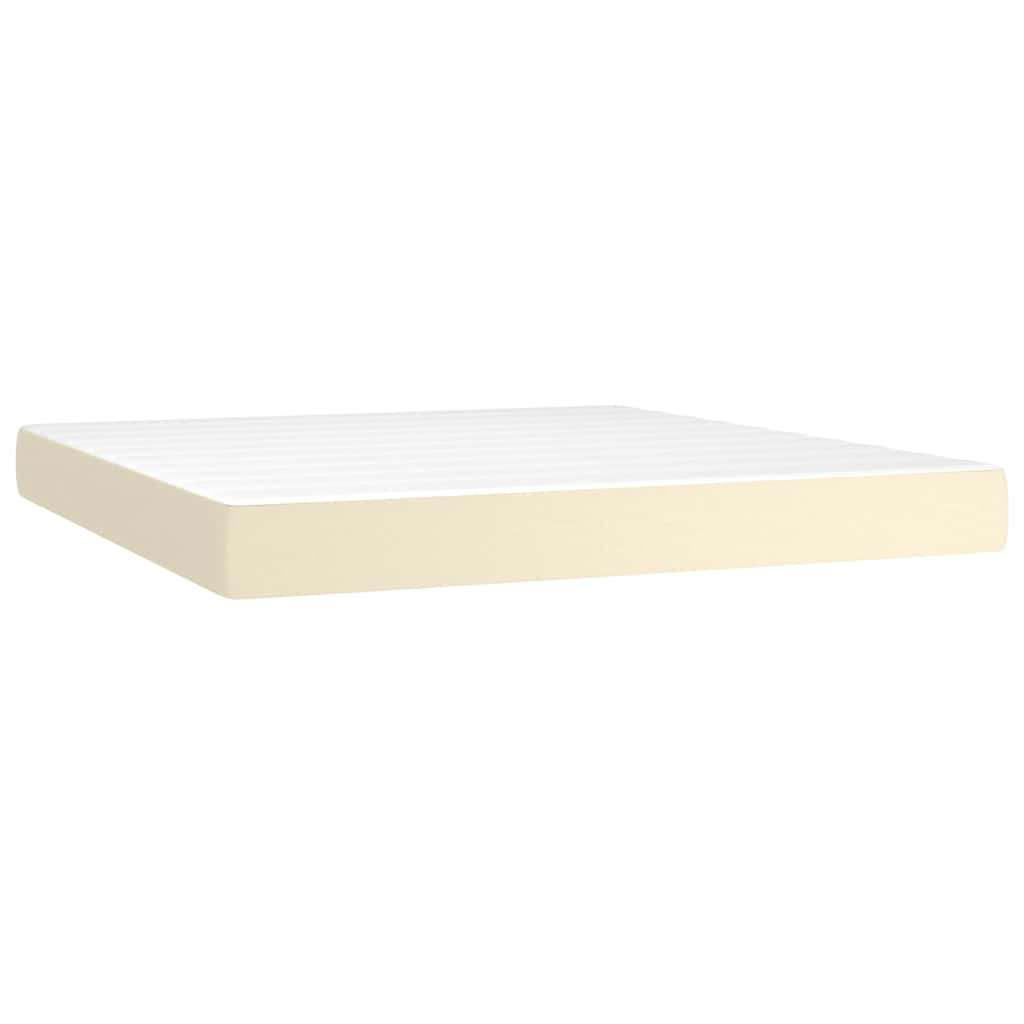 Sommier à lattes de lit avec matelas Crème 160x200cm Similicuir