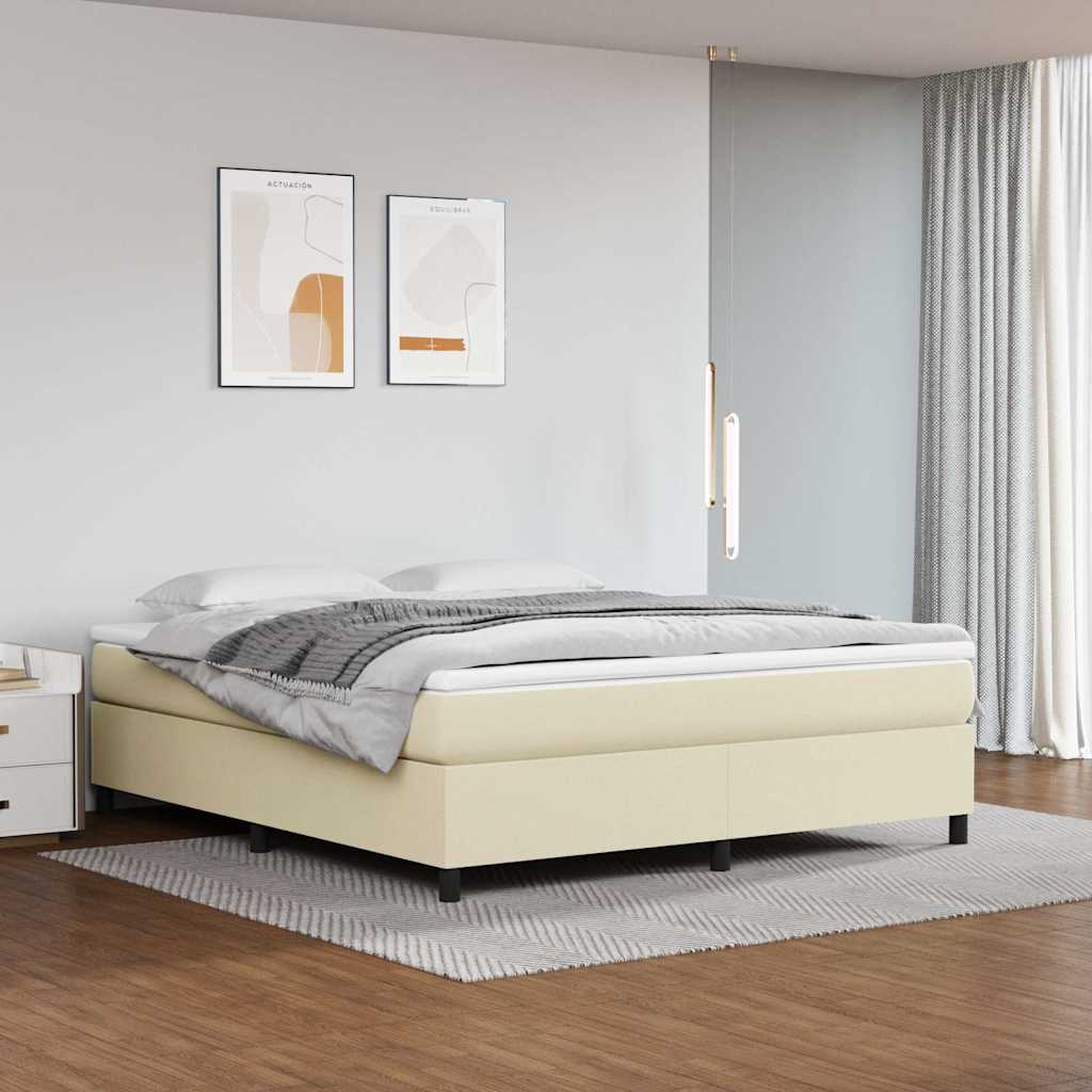 Sommier à lattes de lit avec matelas Crème 160x200cm Similicuir