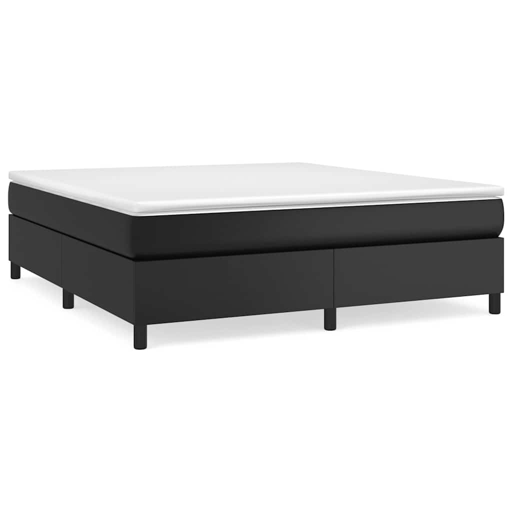 Sommier à lattes de lit avec matelas Noir 180x200 cm Similicuir