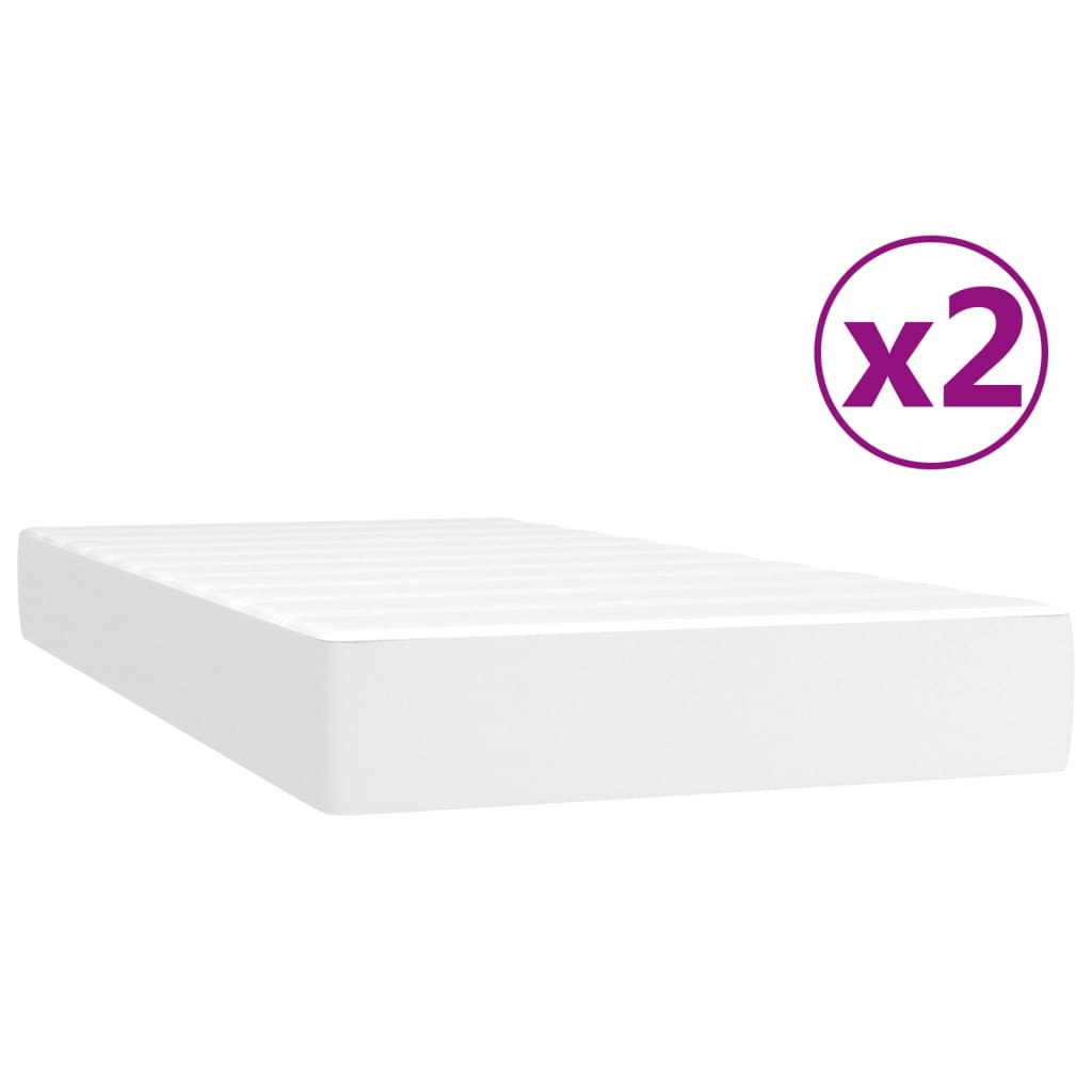 Sommier à lattes de lit avec matelas Blanc 200x200cm Similicuir - XIOS