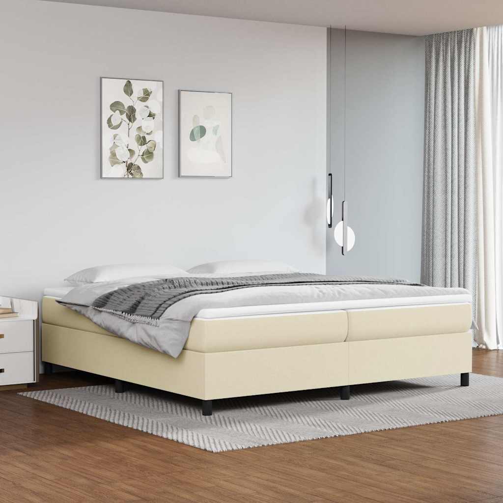 Sommier à lattes de lit avec matelas Crème 200x200cm Similicuir