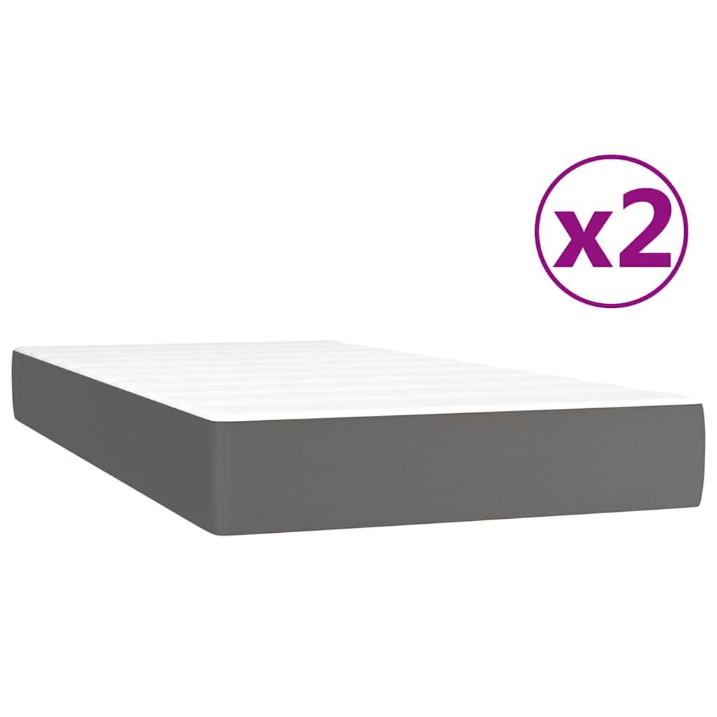 Sommier à lattes de lit avec matelas Gris 200x200 cm Similicuir