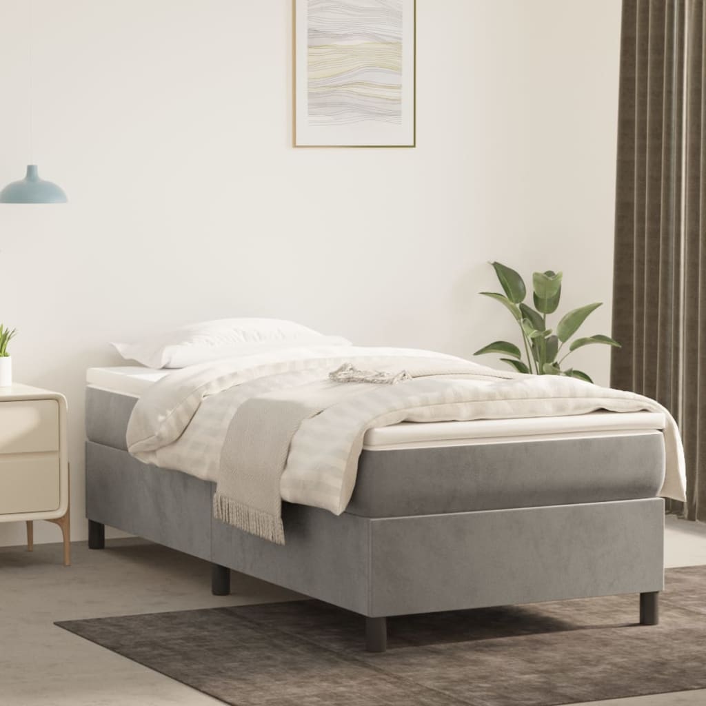Sommier à lattes de lit et matelas Gris clair 80x200 cm Velours - XIOS