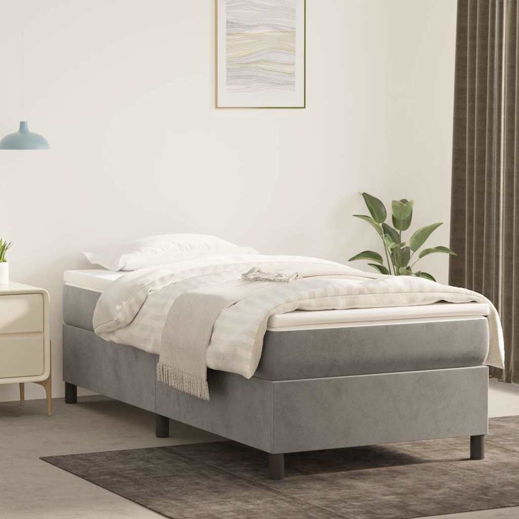 Sommier à lattes de lit et matelas Gris clair 90x190 cm Velours - XIOS