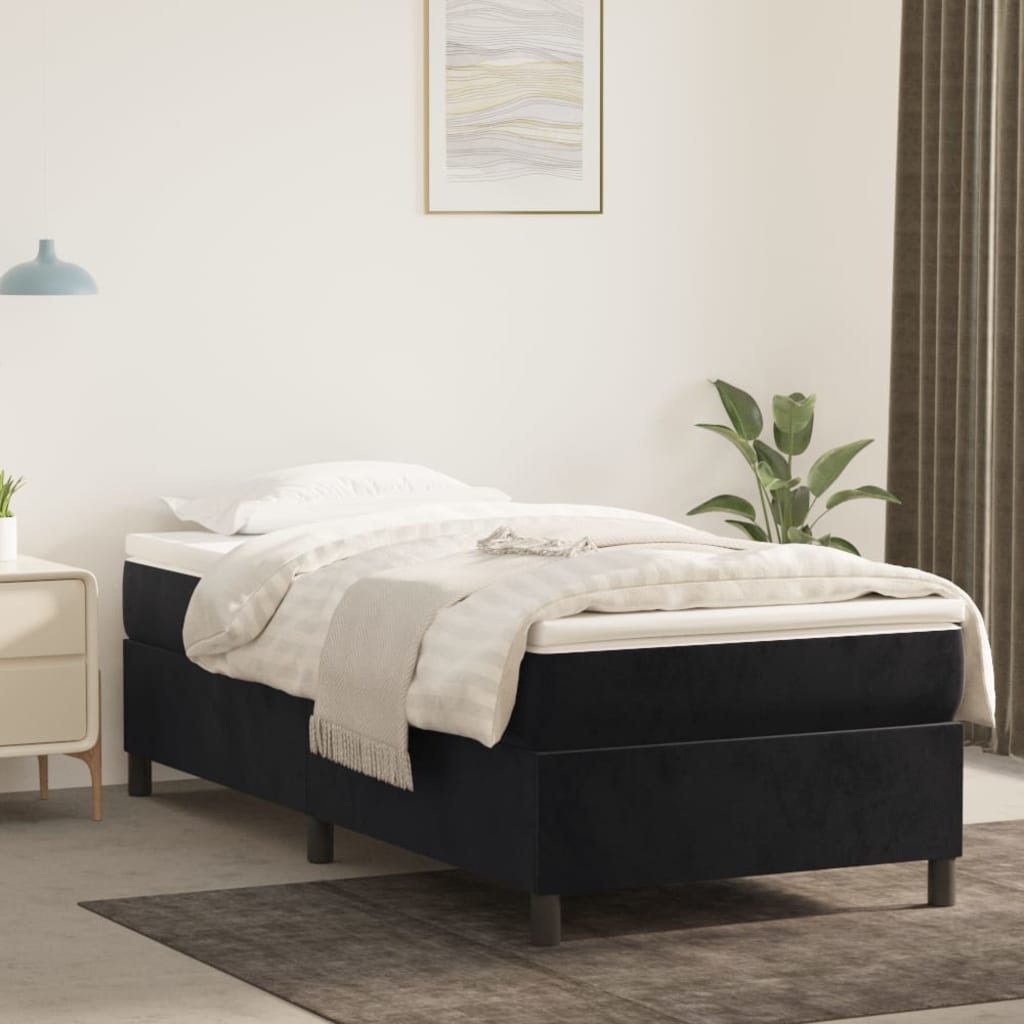 Sommier à lattes de lit avec matelas Noir 100x200 cm Velours - XIOS