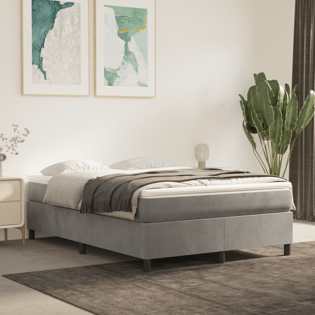 Sommier à lattes de lit et matelas Gris clair 140x190cm Velours - XIOS