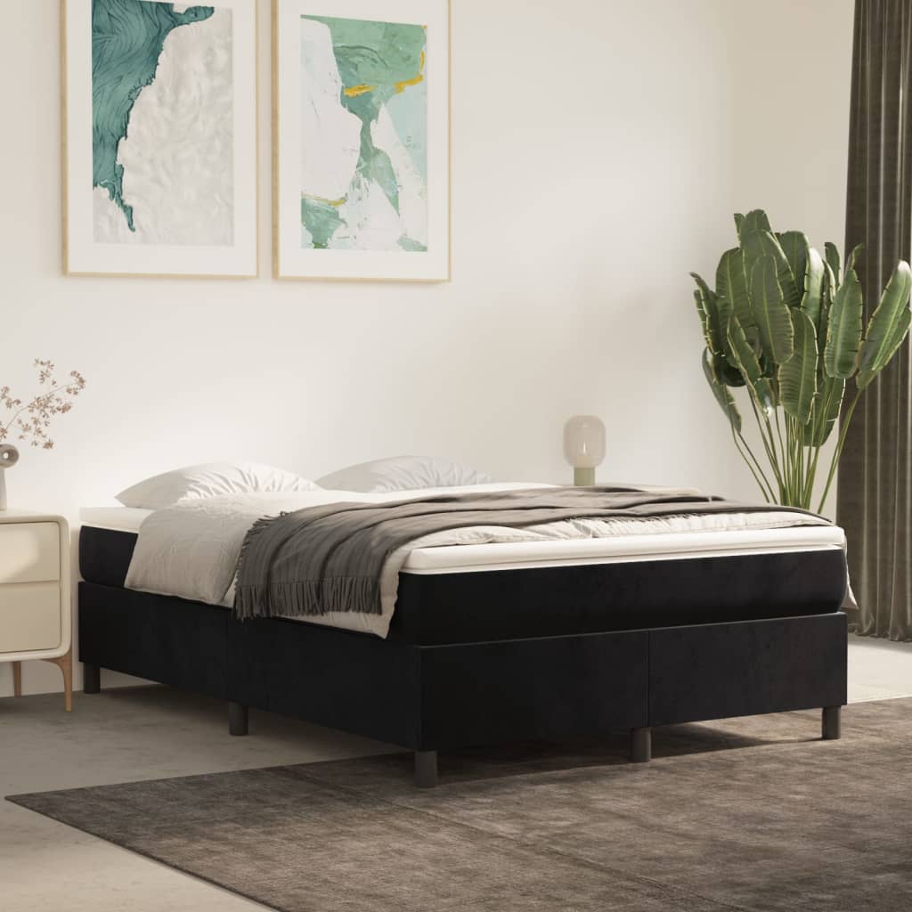 Sommier à lattes de lit avec matelas Noir 140x190 cm Velours - XIOS